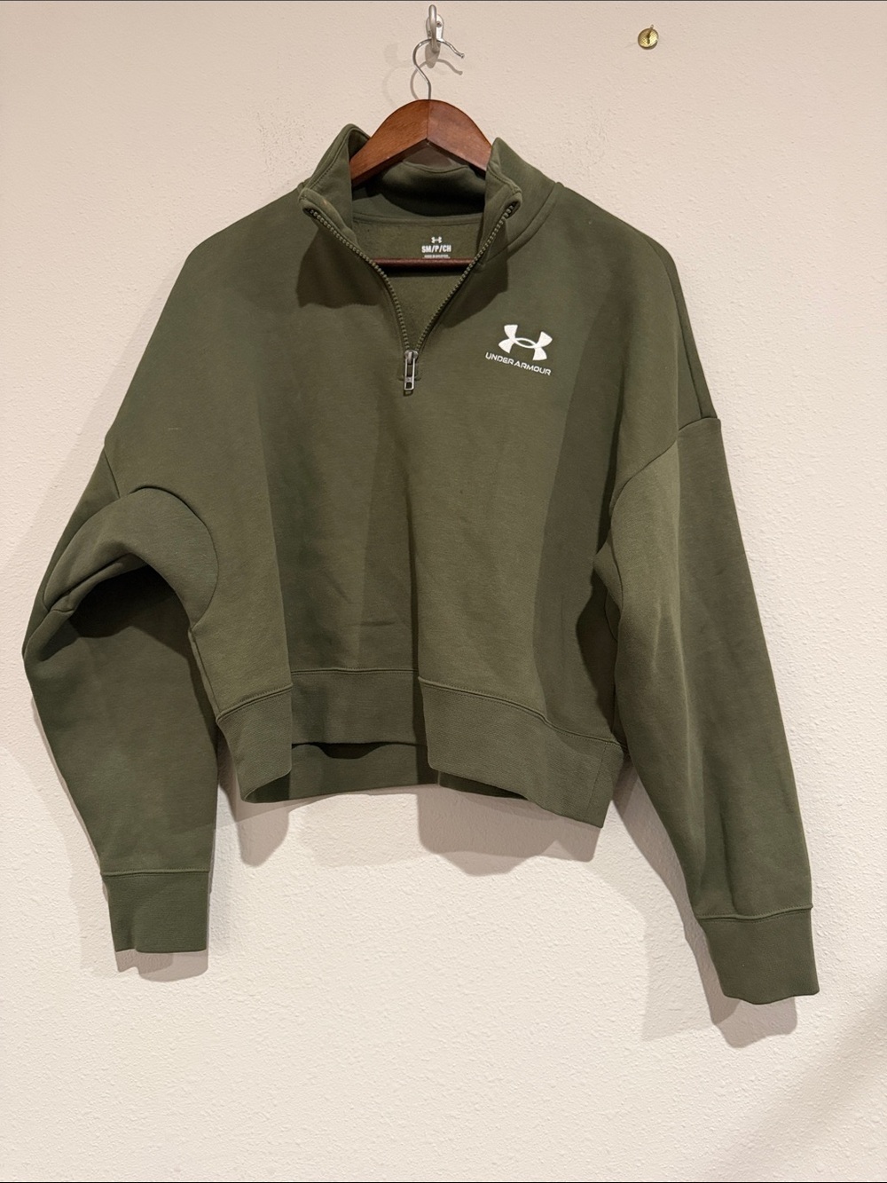 Under Armour Olive Quarter-Zip Fleece Pullover - Picture 2 of 5